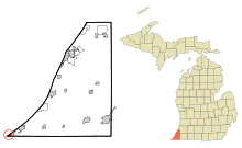 Berrien County Michigan Aree costituite e non costituite in società Michiana Highlighted.svg