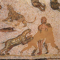 Мозаїка з зображенням цькування засуджених звірами