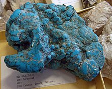 "Big Blue", a large turquoise specimen from the copper mine at Cananea, Sonora, Mexico Big turquoise from Cananea.jpg