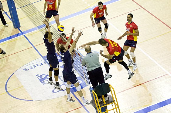 Volleyball game between Spain and Portugal.