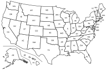 This map shows the borders of the states in the United States of America.