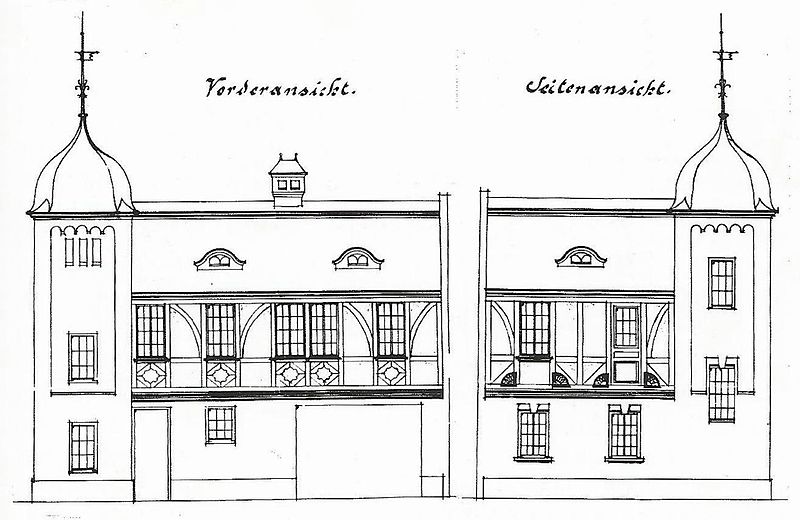 File:Bonn Villa Eschbaum Stall- und Remisengebäude Aufriss Gartenfront Straßenfront 1901.jpg