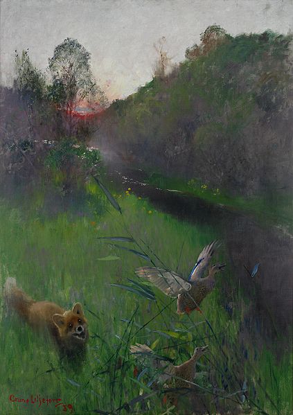 File:Bruno Liljefors - Afternoon landscape with fox and seabirds 1889.jpg