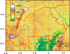Гіпсометрична карта Буркіна-Фасо