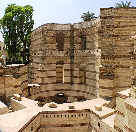 Remains of a circular Roman tower at Babylon Fortress (late 3rd century) in Old Cairo