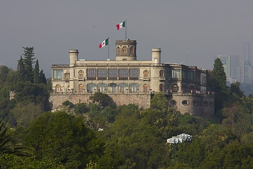 Chapultepec Castle in Mexico City, the neo-classical imperial residence of Maximilian I of Mexico in the 19th century.