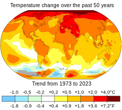 Image 8Average surface air temperatures from 2011 to 2020 compared to the 1951–1980 average. Source: NASA. (from Developing country)
