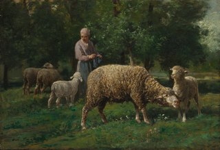 Bergère avec des moutons