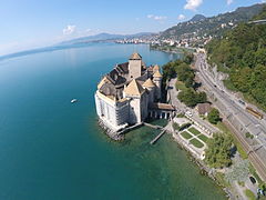 Chillon kastély, légi felvétel