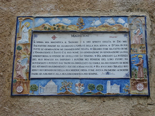 The Magnificat on the wall of the Church of the Visitation