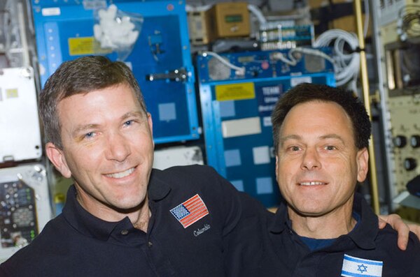 Commander (CDR) Rick D. Husband (left) and Payload Specialist (PS) Ilan Ramon (right) during STS-107