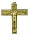 Croix pendentif, bronze doré.