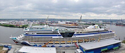A cruise ship at the Hamburg HafenCity Cruise Terminal