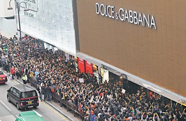 One of the four streets blocked during the Sunday protest