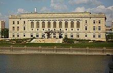 The Des Moines City Hall is a prime example of the architecture and design associated with the Civic Center Historic District Des Moines City Hall.jpg