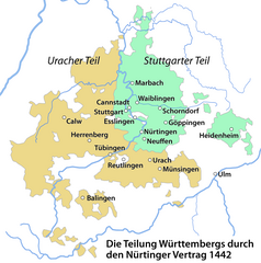 Die Teilung Württembergs durch den Nürtinger Vertrag 1442