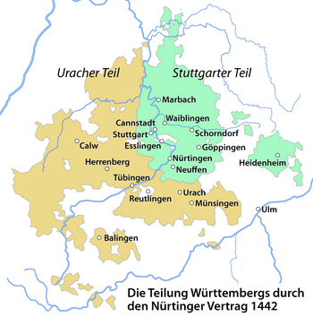 Division of Württemberg by the Treaty of Nürtingen