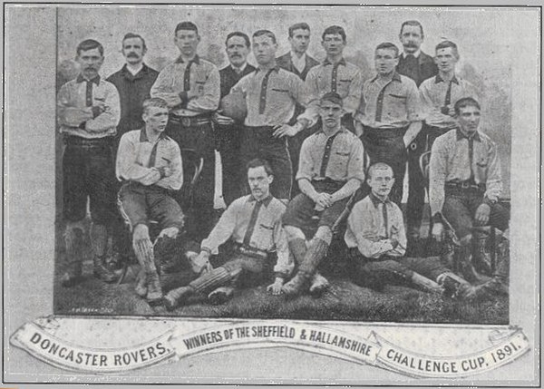 The 1891 Sheffield and Hallamshire Challenge Cup winning Doncaster Rovers team.