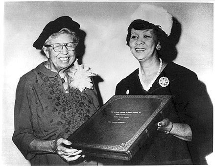 Dorothy Height (pictured right) with Eleanor Roosevelt (pictured left), 1960