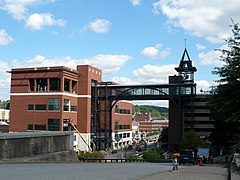Duquesne University's Forbes construction project, including the Sklar Skywalk, which passes over Forbes Avenue.