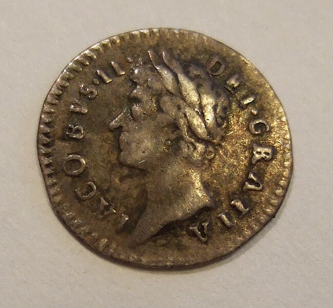 File:ENGLAND, JAMES II 1687 -MAUNDY MONEY, ONE PENNY b - Flickr - woody1778a.jpg