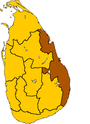 Θέση της επαρχίας στον χάρτη της Σρι Λάνκα.