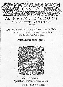 Titelseite der Canzonette napolitane 1593