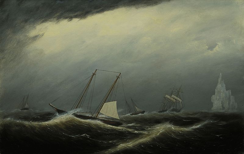 File:Fishermen in a Gale on the Grand Banks by Clement Drew.jpg