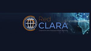 RedCLARA logo applied over a Latin American map image