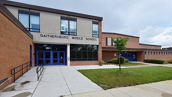 Gaithersburg Middle School entrance, Gaithersburg, MD