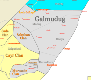 „Teritoriul de stat” din Galmudug la începutul anului 2008