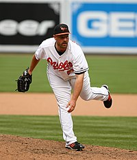 George Sherrill was a setup man for the Seattle Mariners, Baltimore Orioles, and Los Angeles Dodgers. George Sherrill 2008.jpg