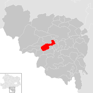 Gloggnitzin kunnan sijainti Neunkirchenin alueella (klikattava kartta)