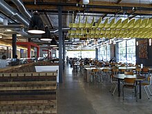 A cafeteria at Google's headquarters, 2013 Google cafeteria (9599475435).jpg