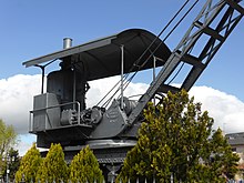 Old steam crane, manufactured by "Henry J. Coles", in Derby. Villalba station, Spain. Grua de vapor, ferroviaria, en exterior de la estacion de Villalba del Guadarrama, provincia de Madrid, Espana.jpg
