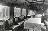 Interieur van het salonrijtuig NS SR 3 van de koninklijke trein; 1938.