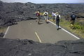 Old lava flows covering roads