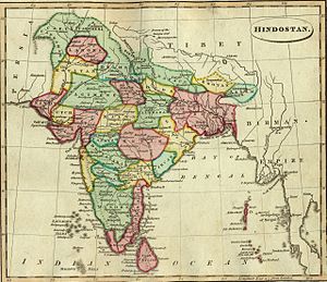 Малва на карте Индии 1814 года (желтая в центре)