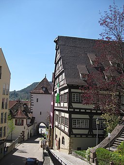 Horb am Neckar 2017 (MTheiler) 4835 Blick von Marktsteige auf Necharstr74 und Ihlinger-Tor