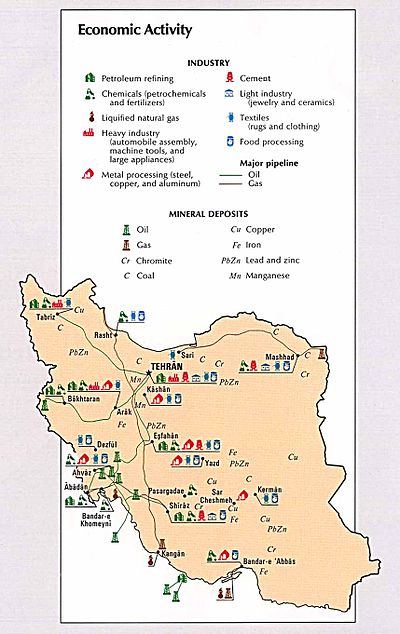 Industry and mining map of Iran