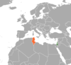 Location map for Israel and Tunisia.