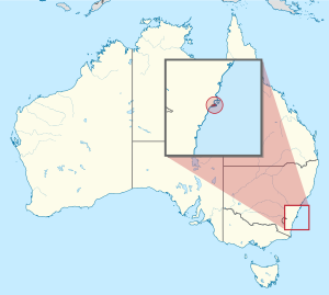 Vendndodhja e Territorit të Gjirit të Jervisit në Australi