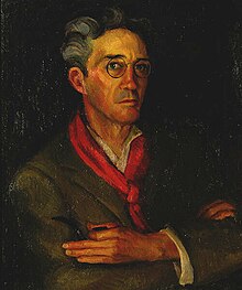 portrait of a man with arms crossed holding a pipe in the left hand