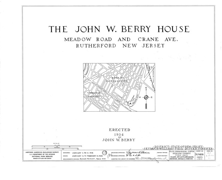 File:John W. Berry House, Meadow Road and Crane Avenue, Rutherford, Bergen County, NJ HABS NJ,2-RUTH,1- (sheet 0 of 20).tif