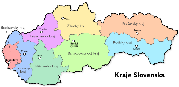 Kraje na Slovensku (klikacia mapa)