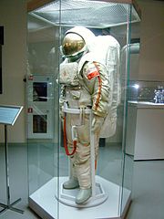 A suit model located at Memorial Museum of Cosmonautics in Moscow.
