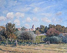 L'Église de Noisy-le-Roi, effet d'automne par Alfred Sisley, huile sur toile, 1874 (Collection Burrell)