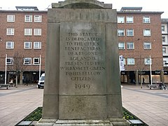 Lady Godiva Statue Coventry plinth E side.JPG