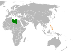 Map indicating locations of Libya and Philippines