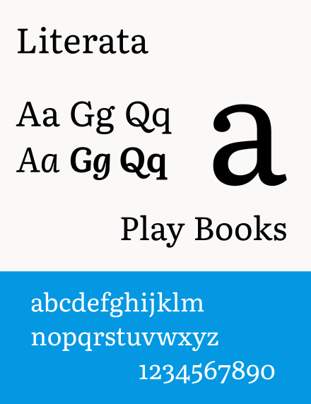 Sample of the Literata typeface used for Google Play Books